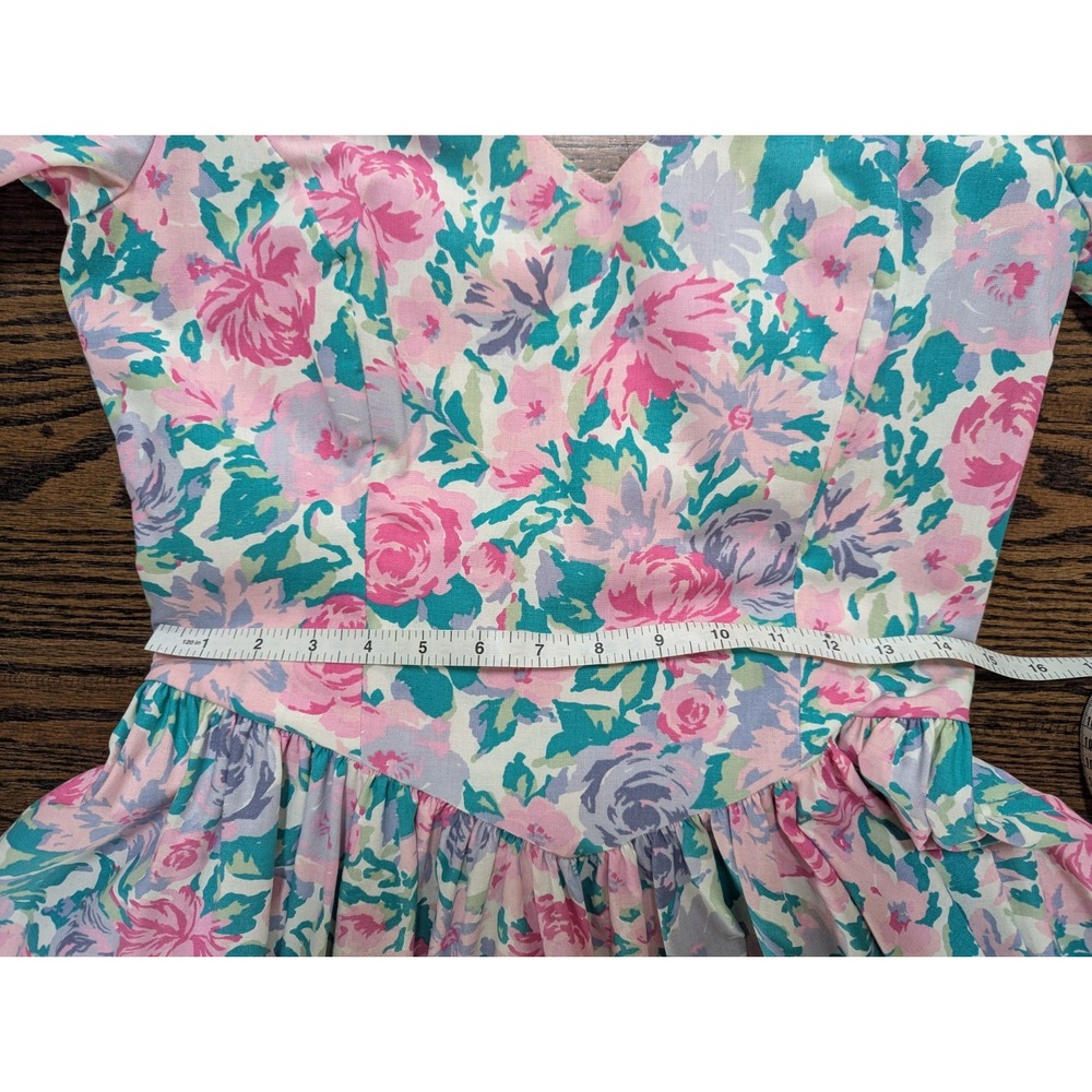 Laura Ashley Dress Womens Size 12 Floral Cottagecore Vintage Sweetheart Midi - Picture 10 of 11